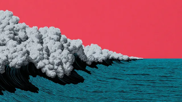 A wave on the lake in high wind